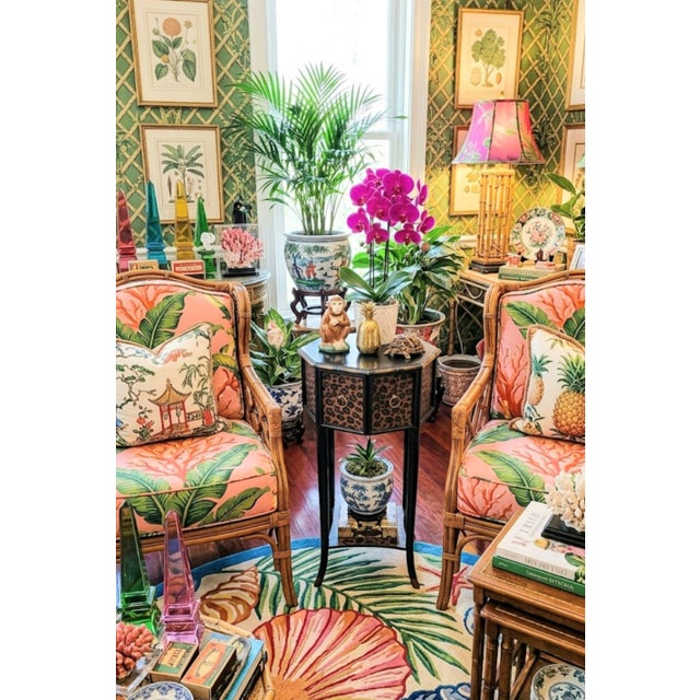 Black 1990s Small Leopard Print Faux Bamboo Octagonal 1 Drawer Tall Side Table For Sale - Image 8 of 8