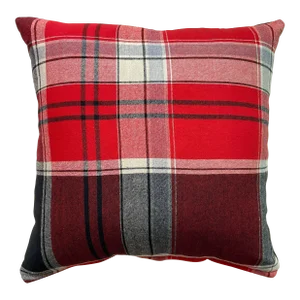 Antique Plaid Carriage Blanket Pillow Cover - Reversible - 22" Square