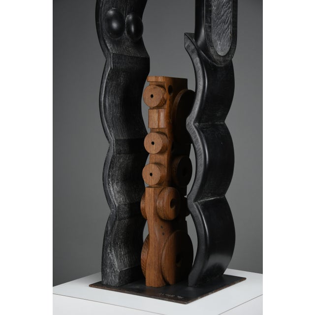 1990s Alberto Cabiddu, Fratelli (Brothers) — Ebonized Wood Totemic Sculpture, 1998, Oak and Wood For Sale - Image 5 of 17