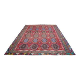 Vintage Hand-Woven Wool Turkish Rug - 8′8″ X 11′7″ For Sale