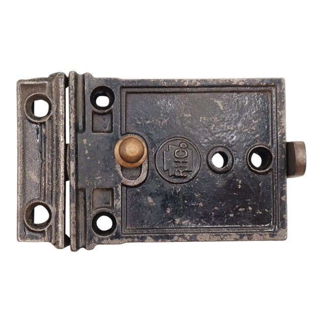 Antique 3.625 In. Reading Cast Iron Surface Mount Door Rim Lock For Sale