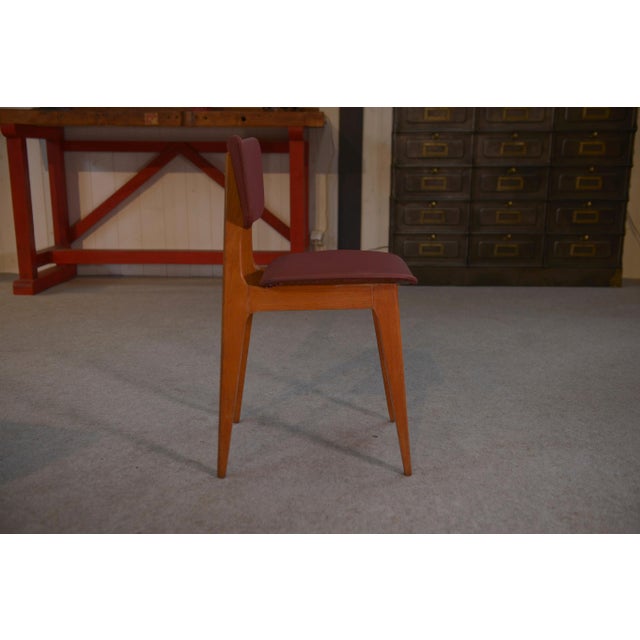 1960s Designer Oak and Red Skai Chairs, 1960s, Set of 4 For Sale - Image 5 of 13