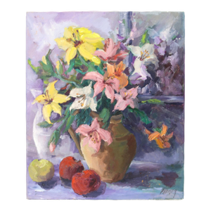 Liliane Paumier French Floral Still Life Oil Painting