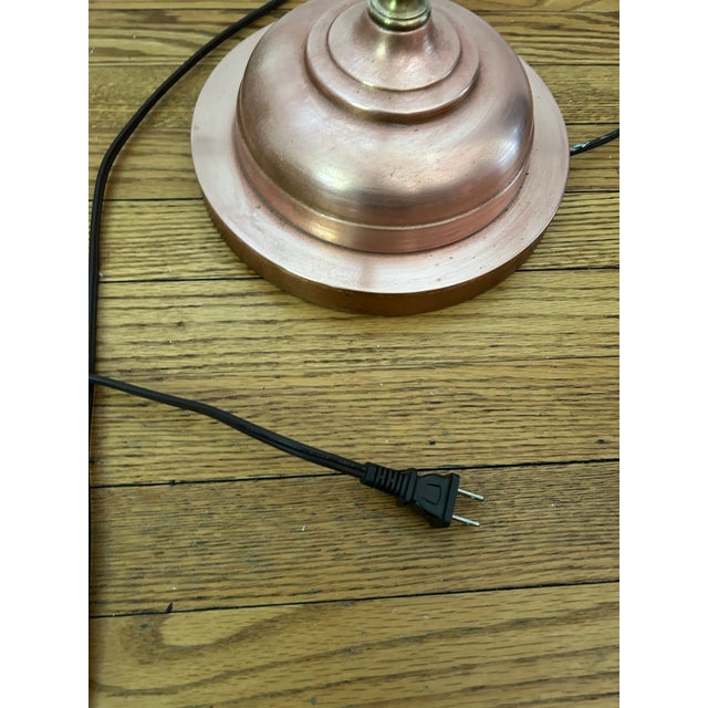 Rare Vintage Copper Floor Lamp With Brass Fittings and Glass Shade For Sale In Chicago - Image 6 of 9
