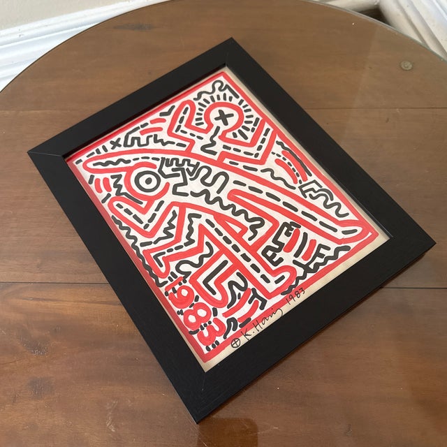 Mid-Century Modern Vintage Keith Harring Drawing on Paper ~ Framed For Sale - Image 3 of 8