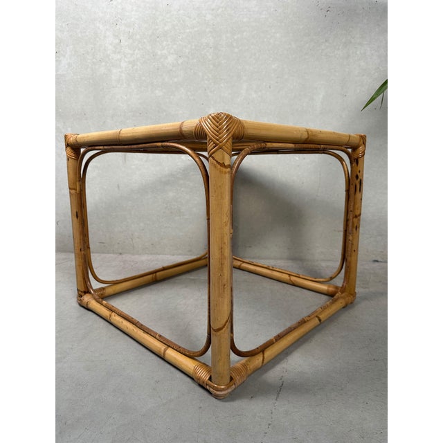 Vintage Side Table in Bamboo and Glass, 1970s For Sale - Image 6 of 9