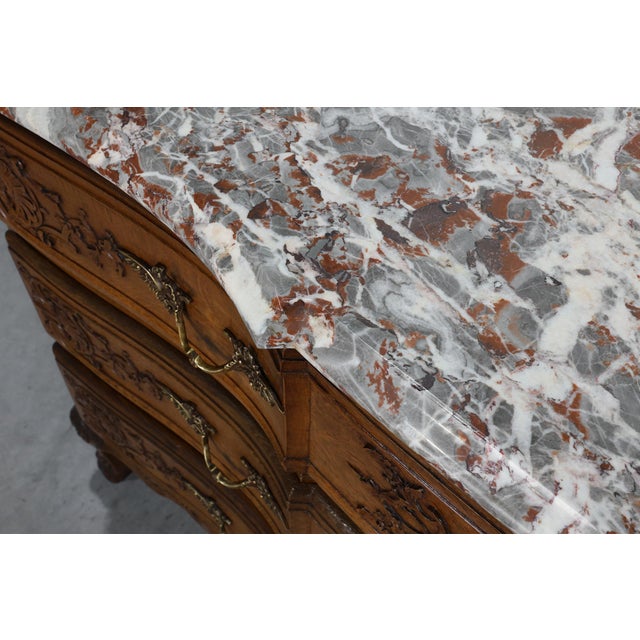 18th Century Louis XV Oak and Marble Chest of Drawers, France For Sale - Image 15 of 16