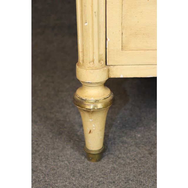 1950s Fine Pair of Creme Painted French Directoire Style Commodes, A Pair For Sale - Image 13 of 15