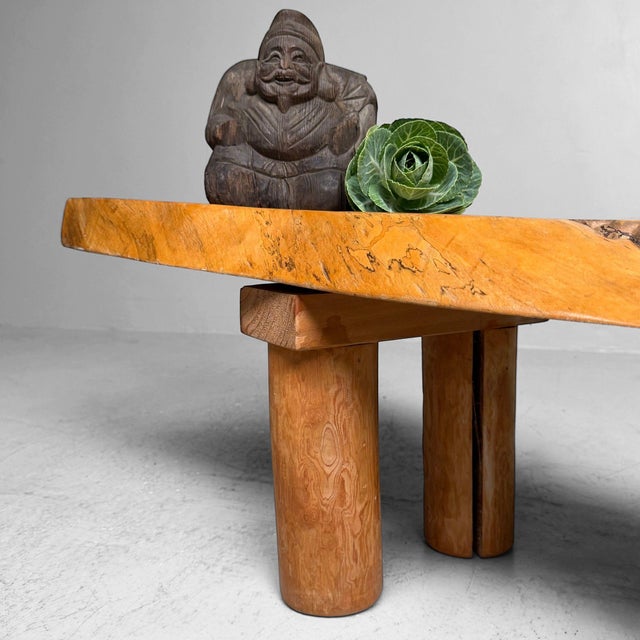 1960s Japanese Organic Live Edge Side Table in Zelkova Wood, 1960s For Sale - Image 5 of 13