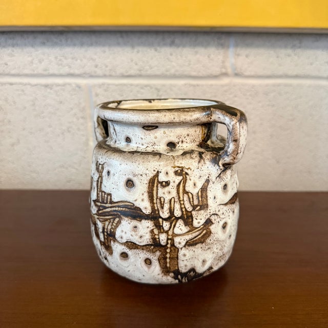 Mid 20th Century Brutalist Japanese Handled Art Pottery Vase For Sale - Image 4 of 8