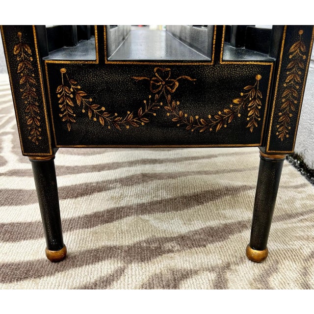 Late 20th Century Vintage Maitland-Smith Style Ebony and Gilt Wood Canterbury For Sale - Image 5 of 12