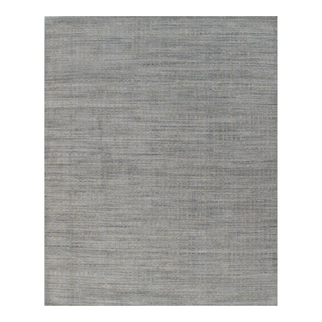 Simplicity Blue Beige Contemporary Handwoven Rug 8ft X 10ft For Sale