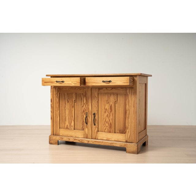 Antique Art Nouveau German Pine Cabinet with Two Drawers, 1910 For Sale - Image 3 of 18