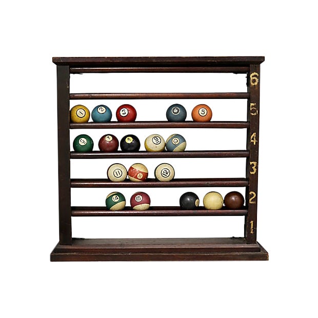 Antique Pool Ball Rack Set Chairish