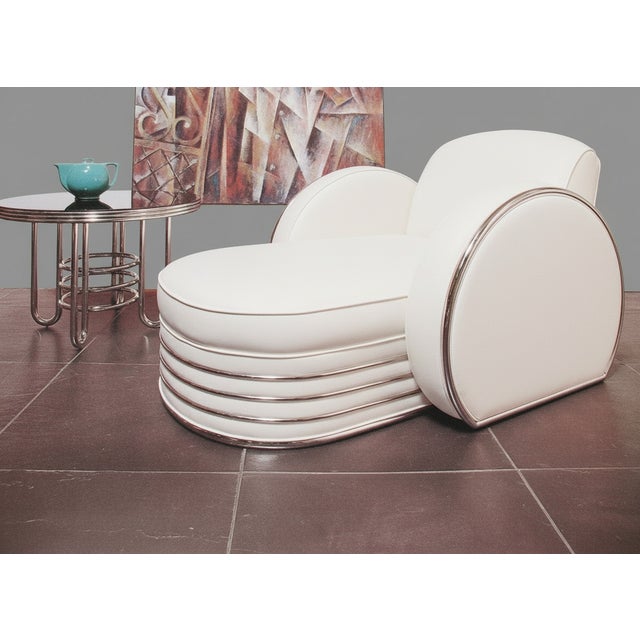 Rare Art Deco Streamline Moderne Chaise Lounge by JAZ — After Donald Deskey Royalchrome An exceptional Streamline Moderne...