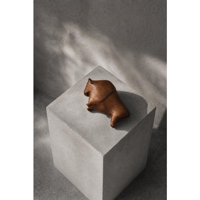 Wood Vintage Danish Dark Teak Bison Figurine, 1960s For Sale - Image 7 of 12