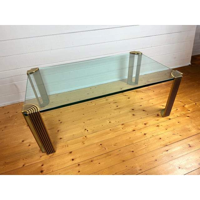 Modernist Art Deco Style Glass and Brass Coffee Table, 1980s For Sale - Image 10 of 11