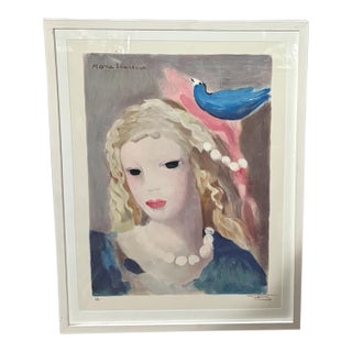 Vintage Art Nouveau Deco French Print Femme a La Colombe Marie Laurencin For Sale