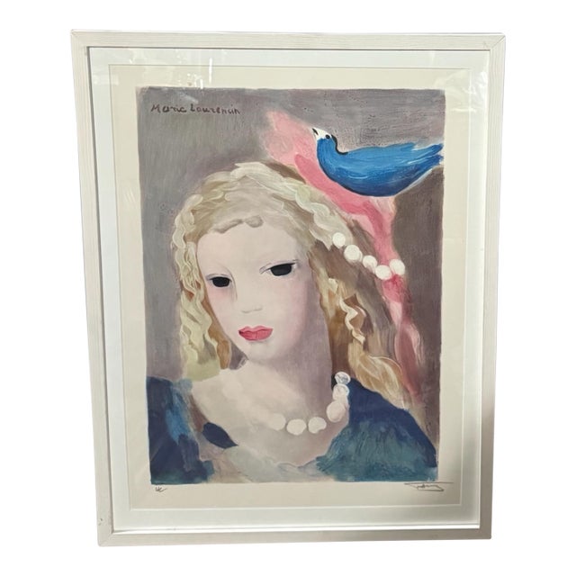 Vintage Art Nouveau Deco French Print Femme a La Colombe Marie Laurencin For Sale