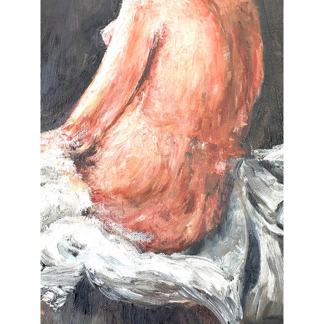 Gold Mid 20th Century Female Nude Oil on Canvas Painting For Sale - Image 8 of 11