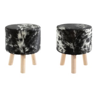 Modern Cowhide Ottomans - a Pair For Sale