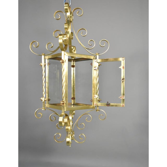 Large French Brass Lantern, 1920s For Sale - Image 16 of 18