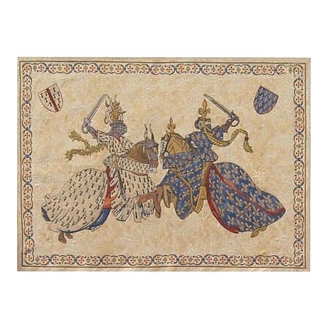 Jousting Dukes Loom Woven Tapestry - 86 X 120 Cm (2'10" X 3'11") - Requires Rod Size 3 For Sale