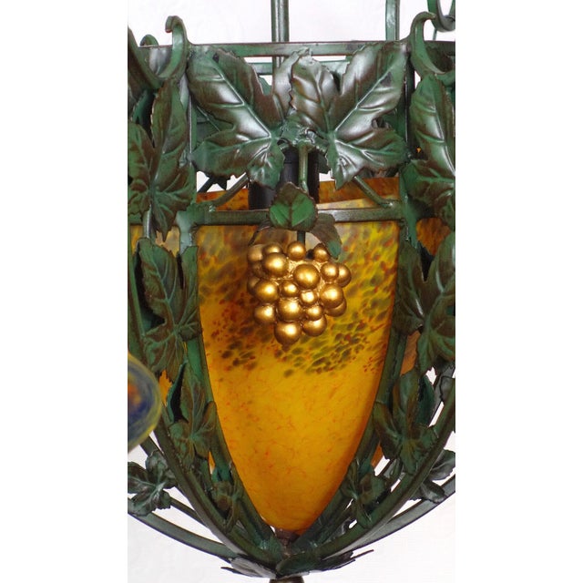 French Wrought Iron Glass Chandelier, 1990s For Sale - Image 12 of 15