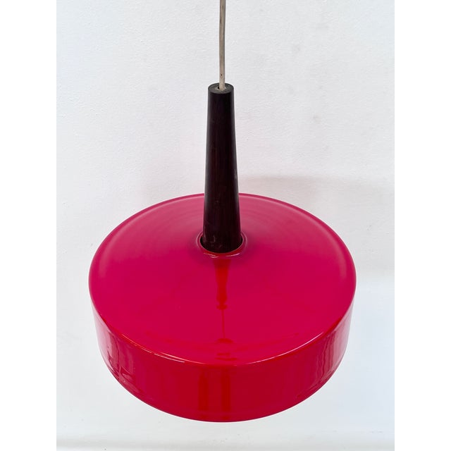 Metal Red Ceiling Lamp in Glass, 1970s For Sale - Image 7 of 8
