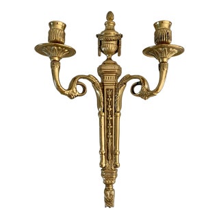 Vintage Brass Neoclassical Style Candle Sconce For Sale