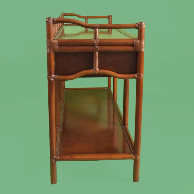 1970s Brown Jordan Rattan Fretwork Console For Sale - Image 5 of 6
