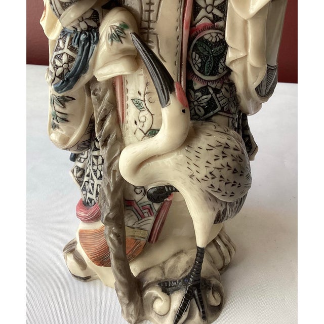 Vintage Chinese Large Resin God of Longevity (Shoulao) Statue For Sale In Washington DC - Image 6 of 11