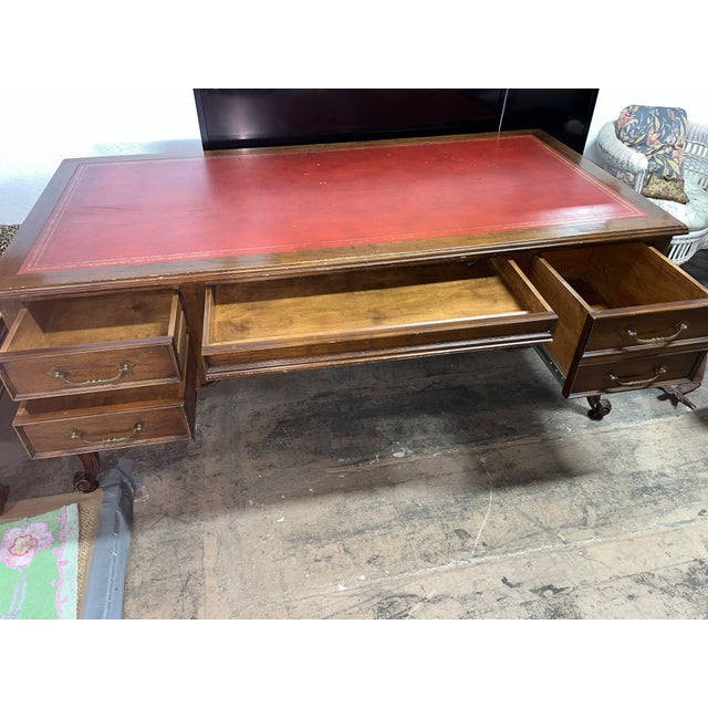 Intentionally distressed to imitate age. Shows wear with scuffs, nicks and pits in the leather top. A beautiful statement...