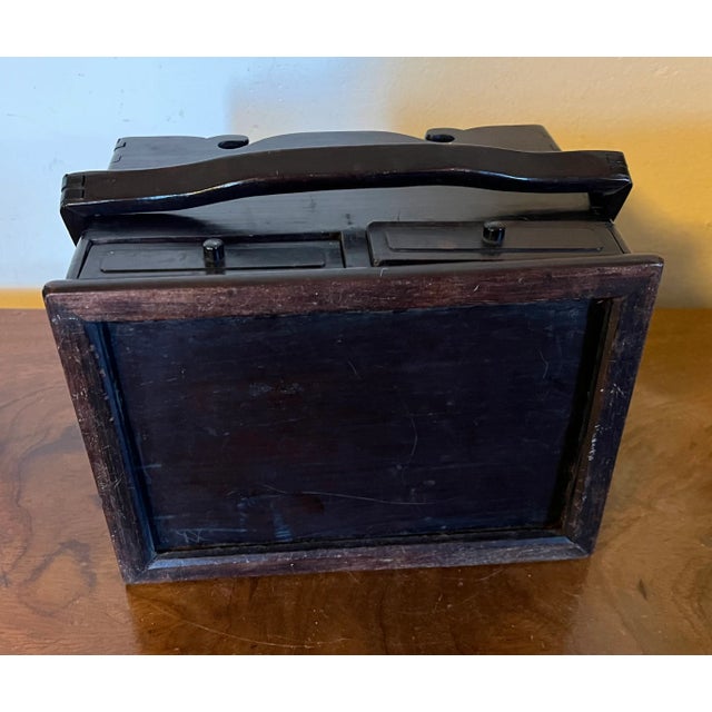 Antique 19th Century Chinese Ebonized Hardwood Desk Caddy Box For Sale - Image 12 of 12