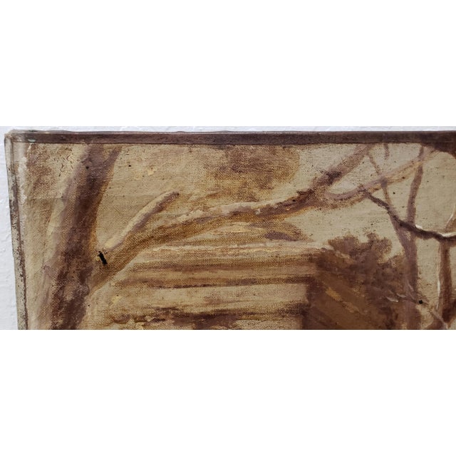 Brown Late 19th Century "Ice Skating" Original European Oil Paintings C.1890s - a Pair For Sale - Image 8 of 10