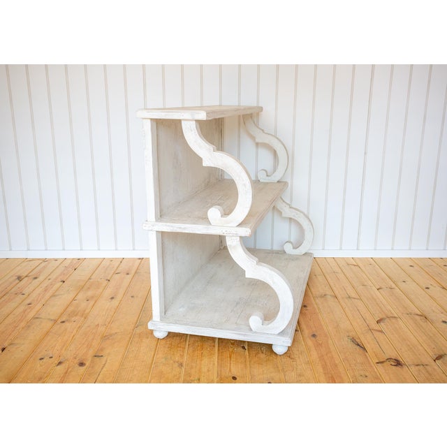 Wood 20th Century Regency French White Waterfall Shelving Unit, 1930s For Sale - Image 7 of 18