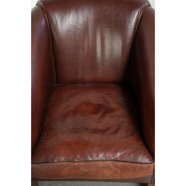 Sheepskin Club Armchairs in Dark Cognac, Set of 2 For Sale - Image 6 of 15