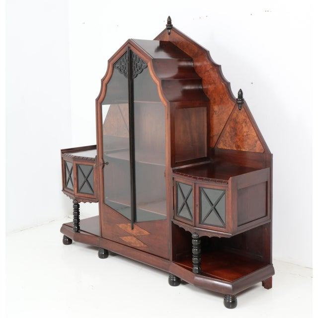 Wood Dutch Art Deco Walnut and Burl Vitrine by Max Coini, 1920s For Sale - Image 7 of 15