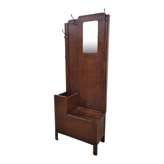 Antique Sharp & Thornton Home Furnishings Art Deco Hall Tree With Mirror For Sale