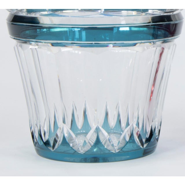 Mid-Century Modern Blue Clear Cut Crystal Vase from Val Saint Lambert, 1950s For Sale - Image 3 of 4