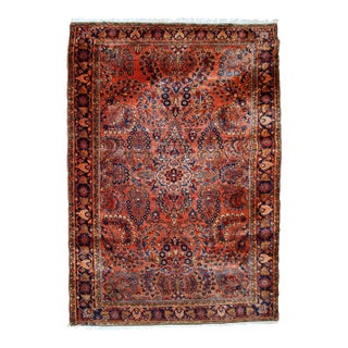 1920s, Handmade Antique Persian Sarouk Rug 4.1' X 6.5' For Sale