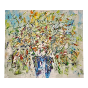 Mid 20th Century Abstract Floral Arrangement Acrylic Painting for the John Richard Collection by Cheng Jinlu
