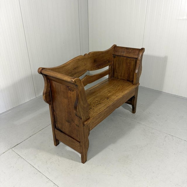 Antique Oak Bench in Biedermeier Style, 1890s For Sale - Image 5 of 18