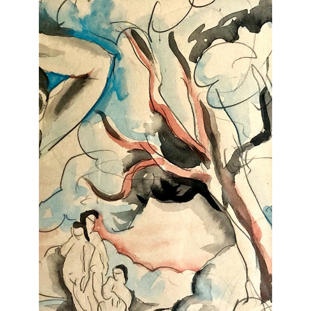 Signed Mid-Century Post-Impressionist Watercolor, by Miki McCrossen Hayakawa (1899–1953) For Sale - Image 4 of 7