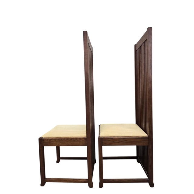 Late 20th Century Custom Arts and Crafts Mission Style Oak Dining Table With Six High-Back Chairs For Sale - Image 4 of 12