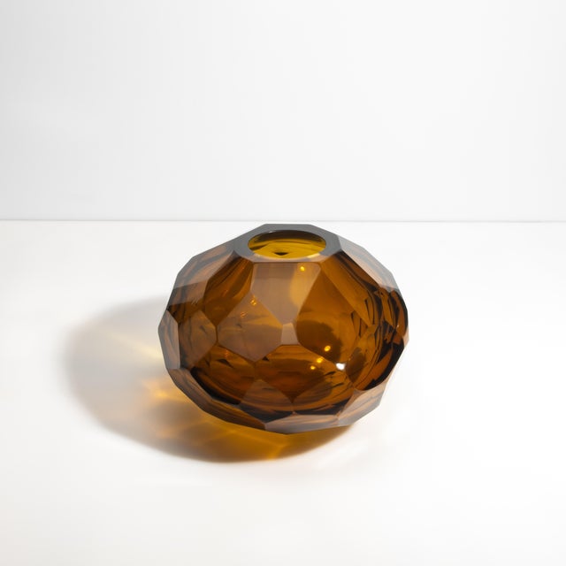 Modern Hand Blown Murano Taper Wide Vase in Rust For Sale - Image 3 of 8