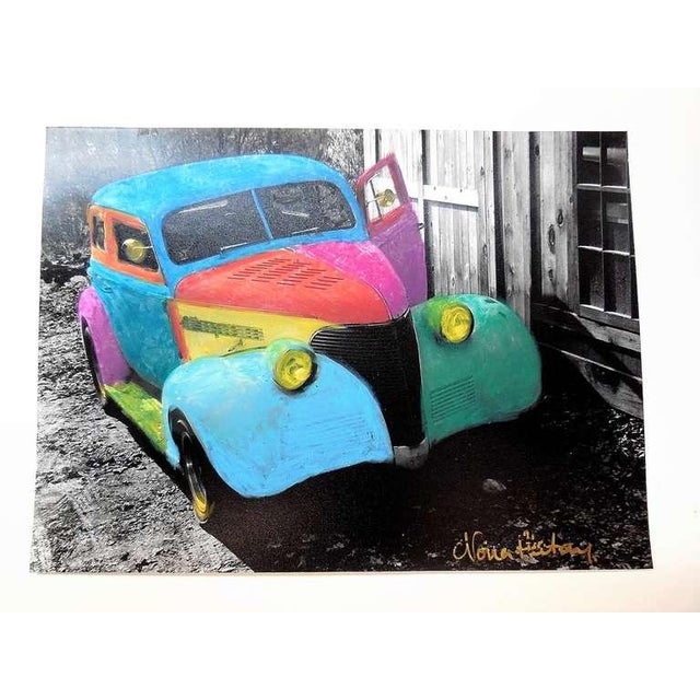 Modern Nona Hatay, "Fantasy Sedan I" Hand painted B/W photograph, 1987 For Sale - Image 3 of 5