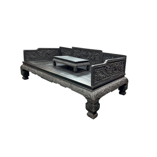 This spectacular, authentic Chinese antique-style Luohan bed (also known as a Chinese daybed or opium bed) is a...