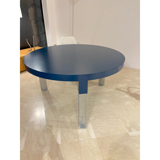 Wood Blue-Stained Wooden Round Table by Cappellini, 2001 For Sale - Image 7 of 13