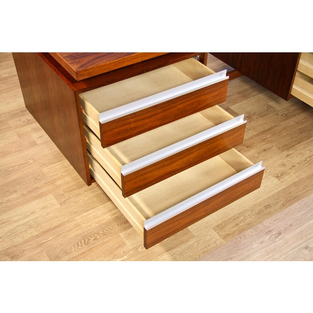 Brown Vintage Dutch Freestanding Writing Desk in Rosewood by Kho Liang Ie for Fristho, 1960s For Sale - Image 8 of 12